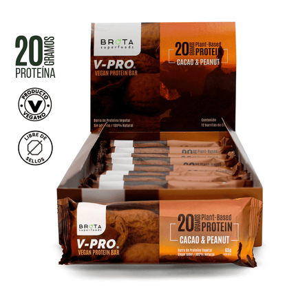 Caja 12 barritas de proteína veganas Cacao & Peanut 65 g Brota