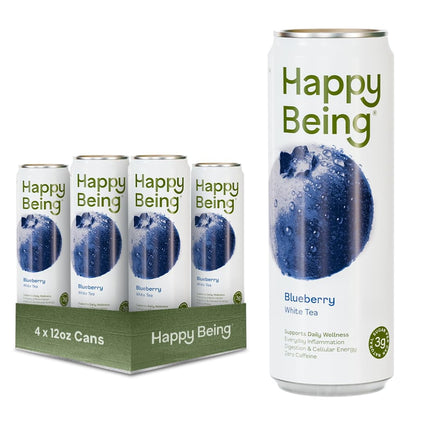 Té blanco de arándanos Drink Happy Being, 355 ml (paquete de 4)