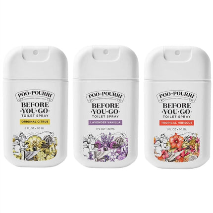Spray de baño Poo~Pourri Spring On-The-Go, 30 ml, paquete de 3