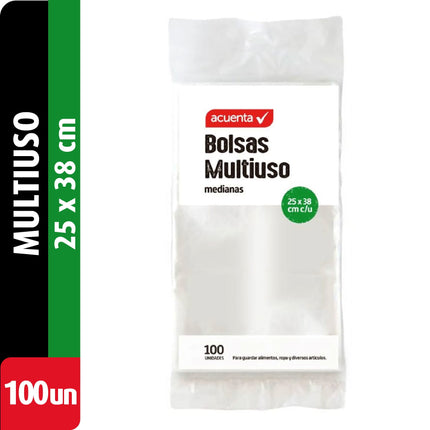 Bolsa Multiuso Mediana25x38 cm, 100 Un