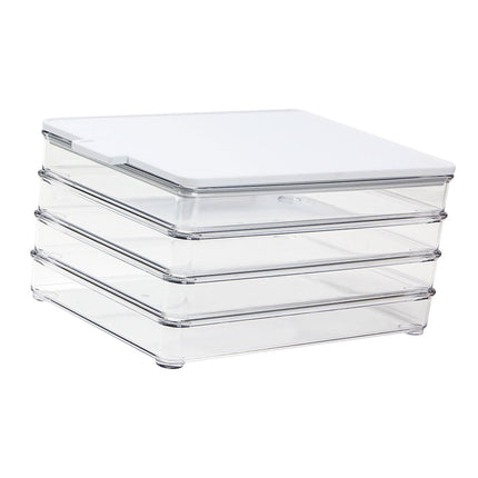 Contenedor Para Fiambres De Refrigerador Con Tapa Blanca Para Lonchas De Queso, Tocino Y Salami De 4 Capas
