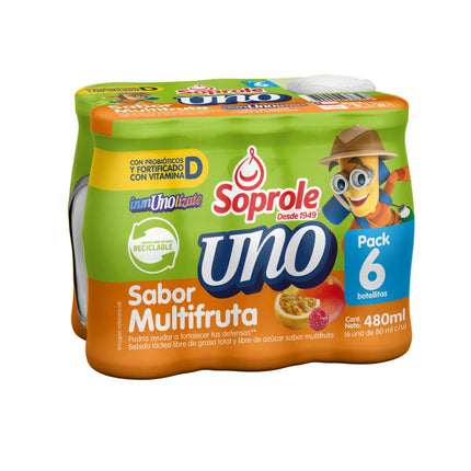 Probiótico UNO Multifruta Pack 6 Botellas, 80 ml c/u | Apishop
