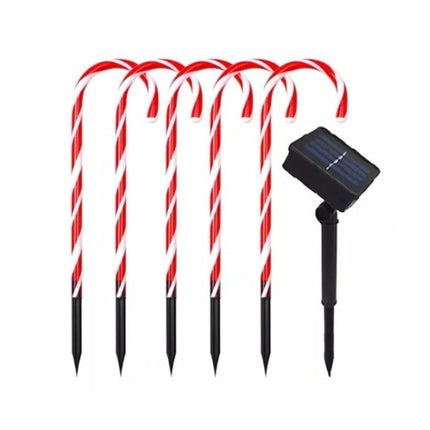 Pack X5 Luces Decorativas Solares Navideñas Bastones Dulces