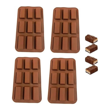 4 Moldes Silicona Chocolate Molde De Silicona Barra Cereal Marrón