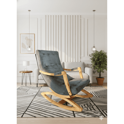 Silla Mecedora Con Apoya Brazos Chocolate Lino
