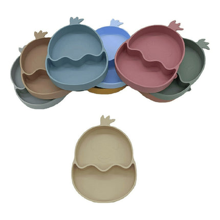 Set 2 Platos Diseño Pollo Silicona Antideslizante Niños Lau