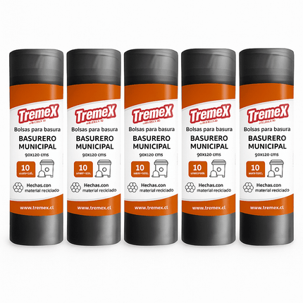 Pack x5 Bolsa de Basura Tremex Ecoactiva 90x120 cm 10 Unidades