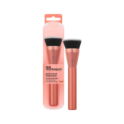 Brocha de maquillaje Real Techniques Glow, base redonda, vegana, 1 unidad