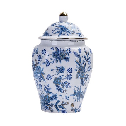 Tarro De Té De Cerámica Porcelana Blanca Azul Con Tapa Para Comedor Oficina Estilo De Boda B