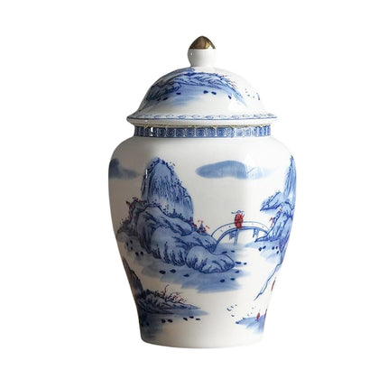 Tarro De Té De Cerámica Porcelana Blanca Azul Con Tapa Para Comedor Oficina Estilo De Boda A