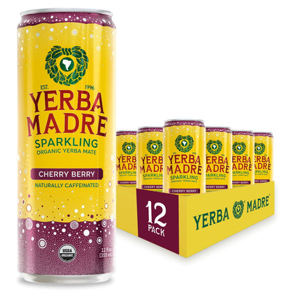 Bebida Guayaki Yerba Madre Cherry Berry 355 ml, paquete de 12
