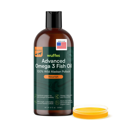 Aceite de pescado Supplement Wuffes Advanced Omega 3 para perros, 240 ml