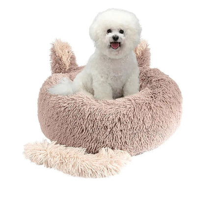 Cama de Mascota Perro Gato Tipo Donut Con Cola - L 60 cm Rosa claro