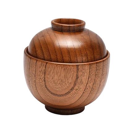 Tazón De Madera Con Tapa Bebé Niños Niños Tazón Cocina Redondo Arroz Tazón Para Servir