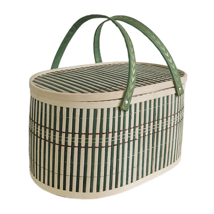 Cesta Tejida De Bambú, Cesta De Bambú Multiusos Con Tapa Para Fruta, Pan, Pastel, Tapa Sólida