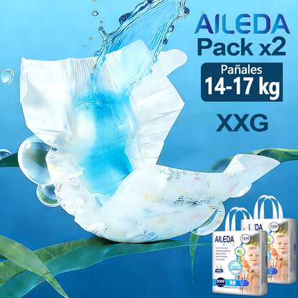 Pañales Infantiles Desechables Aileda - Tamaño XXG (14-17 Kg) Total 156 Unidades Paquete Portátil Sin Género Específico