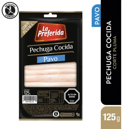 Pechuga de Pavo Cocida Corte Pluma, 125 g