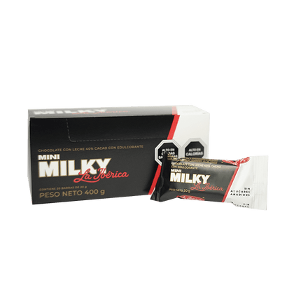 Pack X20 Chocolate en barra Mini Milky Sin Azúcar con 40% cacao 20g
