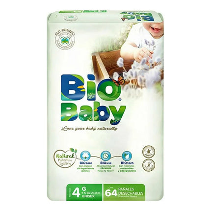 Pañales Bio Baby Ecológicos Talla 4 G - 64 Piezas.