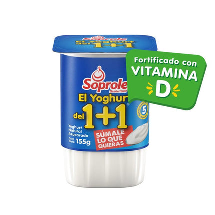 Yoghurt Sabor Natural Azucarado 1+1 Pote, 155 gr | Apishop