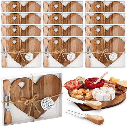 Juego de tablas para quesos Patelai Bridal Shower en forma de corazón, madera