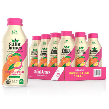 Té helado Saint James Organic Green Maracuyá y melocotón 12 x 500 ml