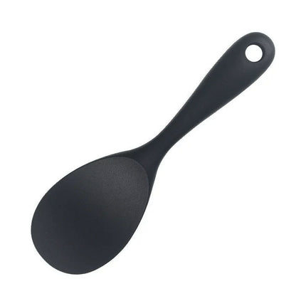 XmhyTop 2 Cucharas de Silicona para Negro sólido, 22.5x6.8 cm - Ideal para Servir Arroz, Papas y Platos Calientes sin Escarchas