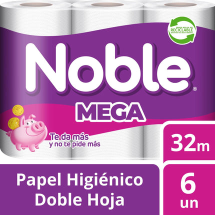 Papel Higiénico Doble Hoja 32 m, 6 Un