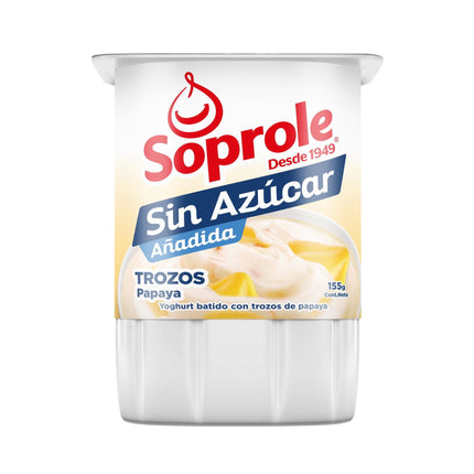 Yoghurt Batido Sin Azucar con Trozos Sabor Papaya Pote, 155 g | Apishop