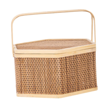 Cesta De Bambú Tejida Para Pan De Picnic De Té Cesta De Bambú Tejida Con Mango Superior