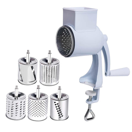 Trituradora De Queso Rotativa Molino De Maíz Casero Con Abrazadera De Mesa Para Nueces, Nueces, Especias, Blanco, 5 Hojas