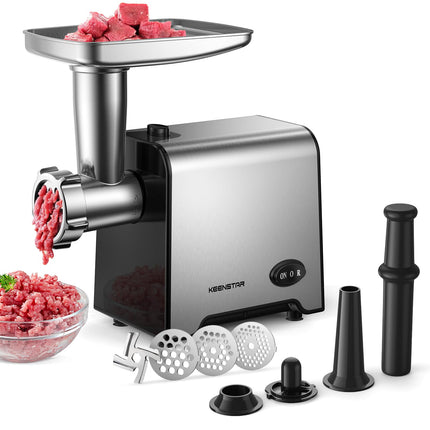 Picadora de carne KEENSTAR 450W de acero inoxidable con 3 placas