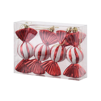 4x Adornos Para árbol De Navidad Decoraciones Colgantes De Dulces Navideños Para Año Nuevo Rojo