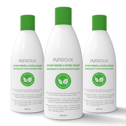 Jabón para mascarilla y manguera CPAP Purdoux sin fragancia 250 ml (paquete de 3)