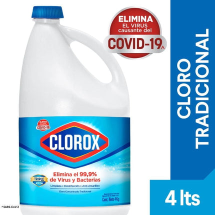Cloro Líquido Concentrado Tradicional Botella, 4000 ml