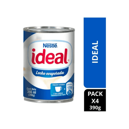 Pack x4 leche evaporada ideal® clásica tarro 390g