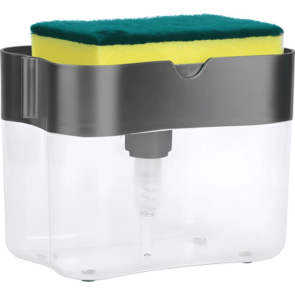 Dispensador Jabon Lavalozas Bomba Esponja Con Recipiente Color Gris
