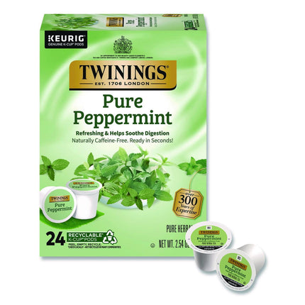 Cápsulas de té de hierbas Twinings Pure Peppermint K-Cup, 24 unidades