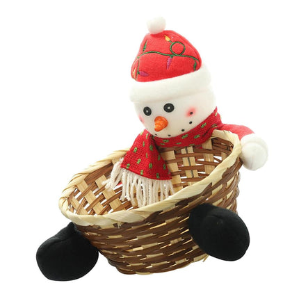 Bonita Cesta De Almacenamiento De Dulces, Soporte Para Regalos De Fiesta De Navidad, Muñeco De Nieve L
