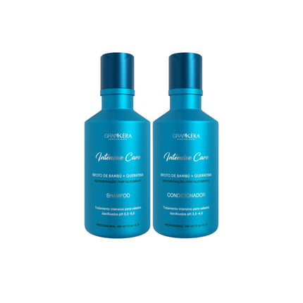 Set Shampoo + Acondicionador Cuidado Intensivo Bambú y Queratina GranKéra Profissional