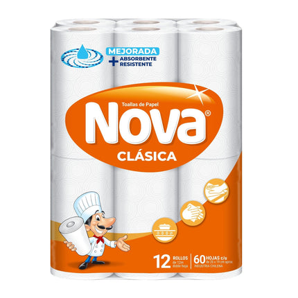 Toalla de Papel Clásica Doble Hoja 12 m, 12 Un