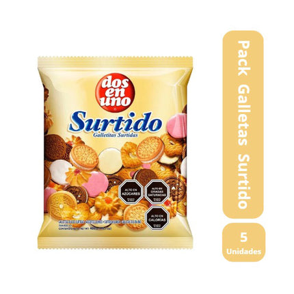 Pack 5 Galletas Dos En Uno Holanda 400 G Dulces Bañadas Rellenas