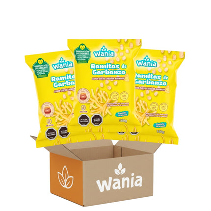 Pack Ramitas de Garbanzo Sabor Queso Cheddar Ahumado Wania 160g 12 UN