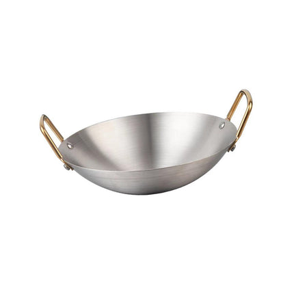 Wok De Acero Inoxidable Para Cocina Doméstica, Sartén Para Guisar Carne Y Verduras, 22 Cm