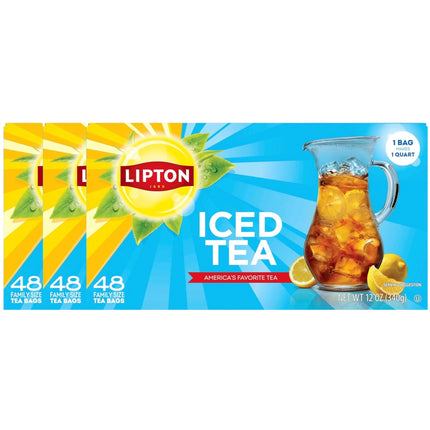 Té negro sin azúcar Iced Tea Lipton, 48 bolsitas de té x 3
