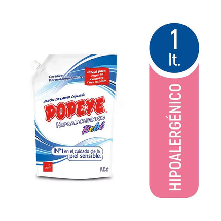 Detergente Líquido Popeye Bebé Hipoalergénico Matic 1 L - Popeye | Apishop