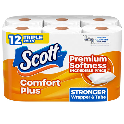 Papel higiénico Scott ComfortPlus 12 rollos triples de 1 capa