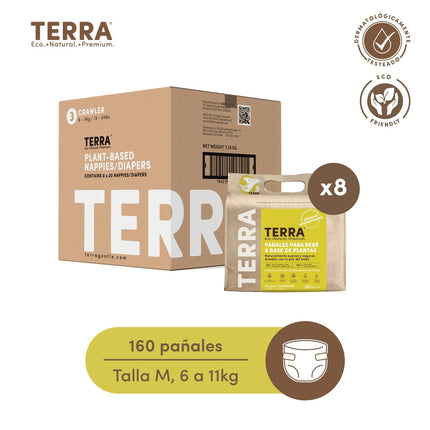 Pañales Biodegradables Terra Caja 8 Paquetes Talla M 160 uns