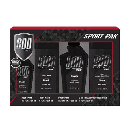 Kit de aseo Bod Man Bod Man Black: champú y acondicionador 2n1 de 240 ml, gel de baño de 240 ml, aer
