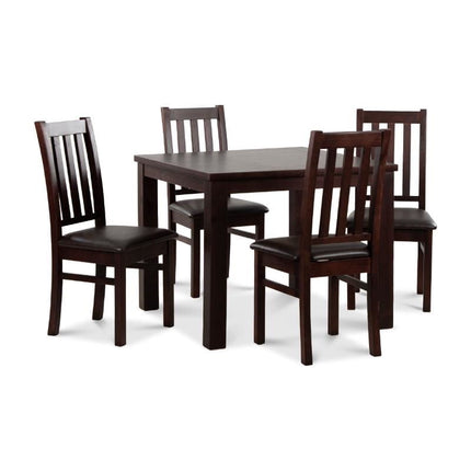 Comedor Ñuble Cuadrado 95X95 Cm Con 4 Sillas Chocolate-Negro